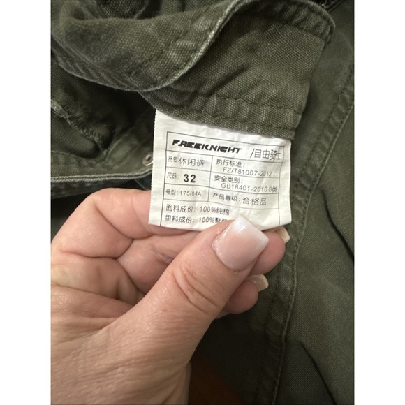 Free Knight Pants Mens 32 Green Cargo Tactical Military Zippers Pockets Chains - Picture 3 of 11